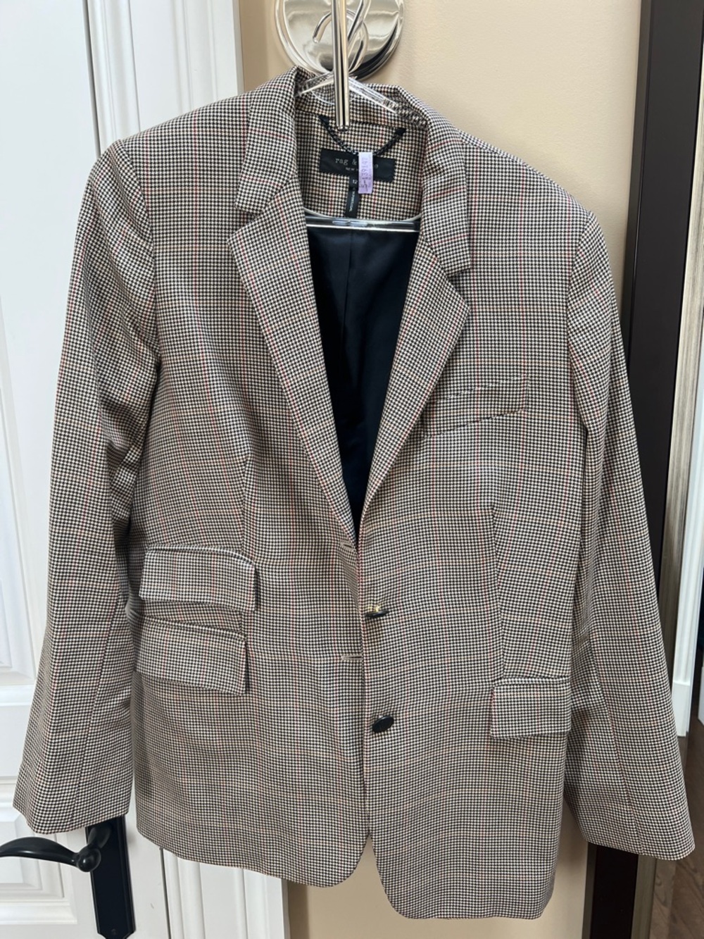 rag & bone Brown and Black Micro Houndstooth Blazer